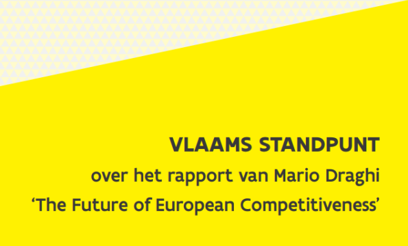 Traditionele gele cover van de Vlaamse overheid met als titel Vlaams standpunt over het rapport van Mario Draghi