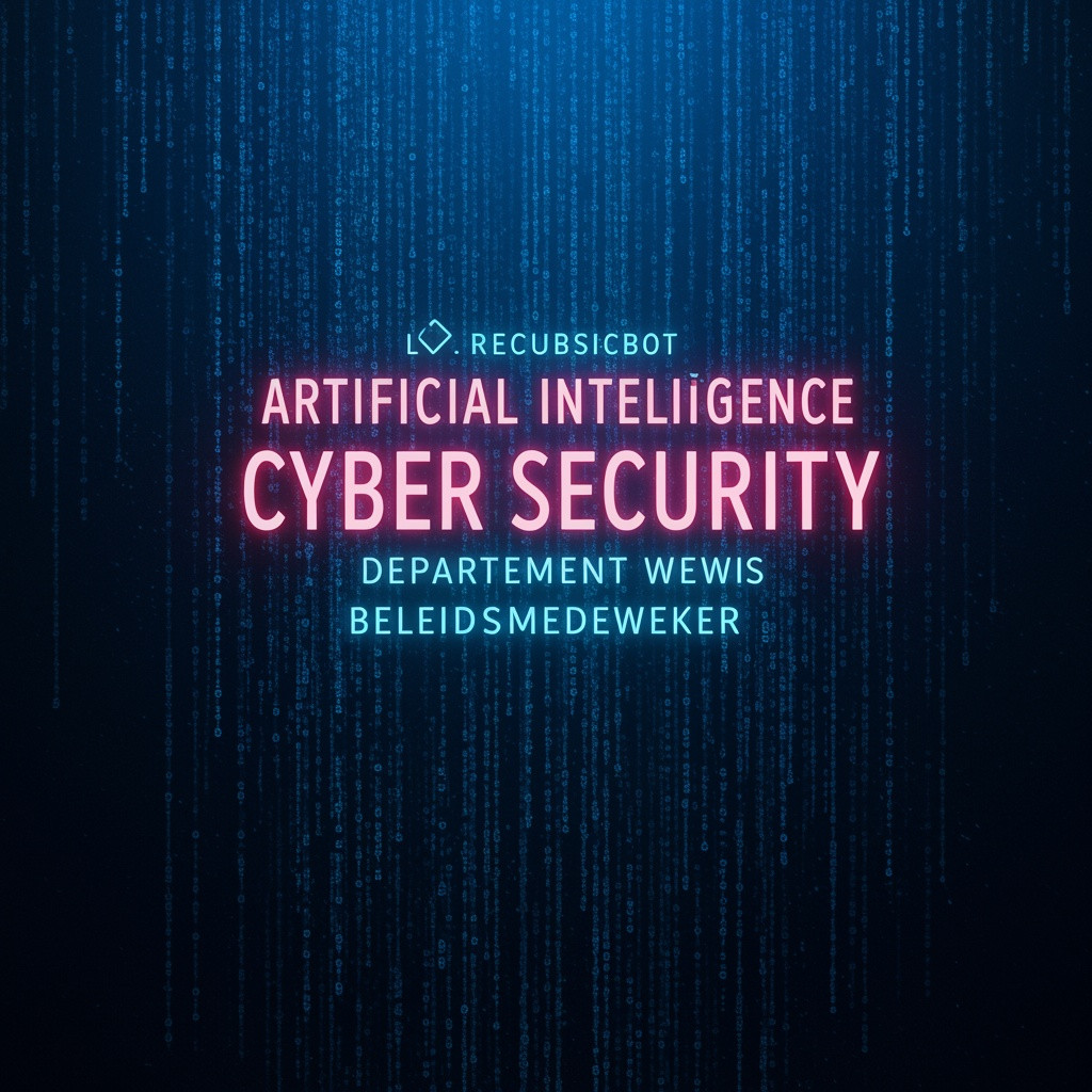 De woorden AI en Cybersecurity met op de achtergrond computerdata