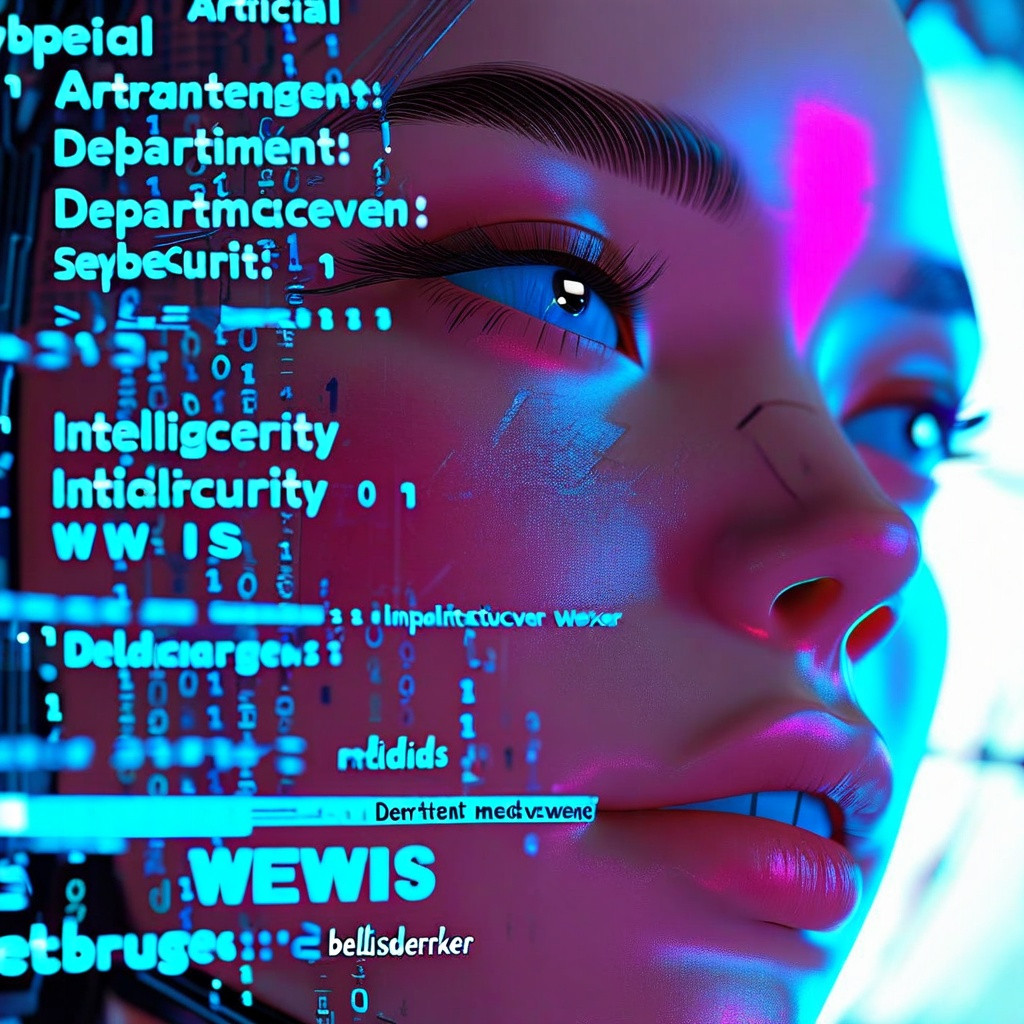 De woorden AI en Cybersecurity met op de achtergrond computerdata